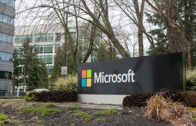 The Microsoft Campus in Redmond, Washington, on Wednesday morning on January 18, 2023. The software giant announced it would cut jobs in a number of engineering divisions.