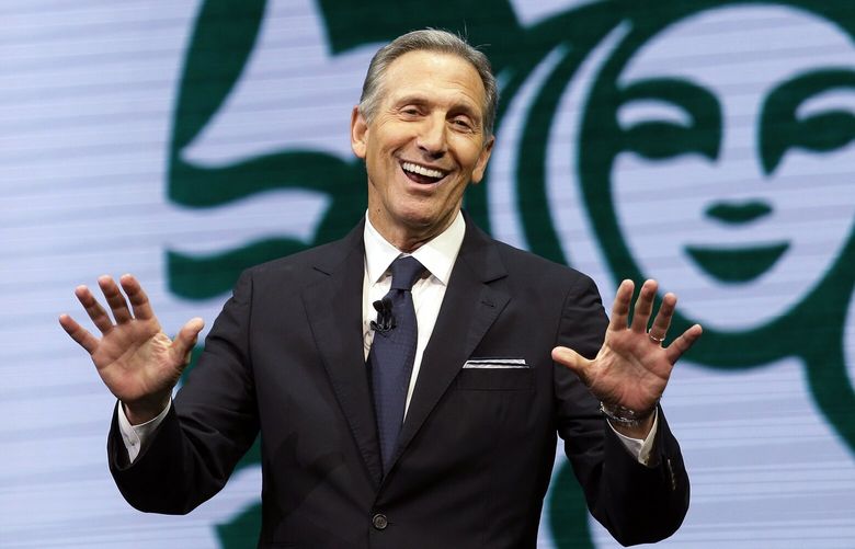 Starbucks CEO Howard Schultz speaks at the Starbucks annual shareholders meeting on March 22, 2017, in Seattle. to testify before Congress on March 29 about alleged labor law violations. (AP Photo/Elaine Thompson, File) 
