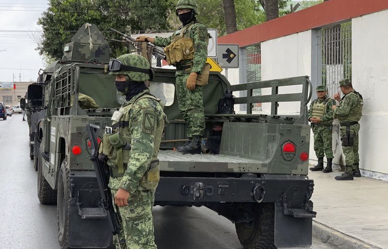Mexican army soldiers prepare a search mission for four U.S. citizens kidnapped by gunmen in Matamoros, Mexico, Monday, March 6, 2023. Mexican President Andres Manuel Lopez Obrador said the four Americans were going to buy medicine and were caught in the crossfire between two armed groups after they had entered Matamoros, across from Brownsville, Texas, on Friday. (AP Photo) XFLL117 XFLL117