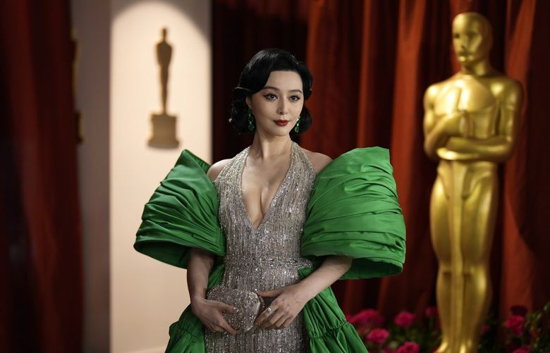 Fan Bingbing arrives at the Oscars on Sunday, March 12, 2023, at the Dolby Theatre in Los Angeles. (AP Photo/John Locher) CALB722 CALB722