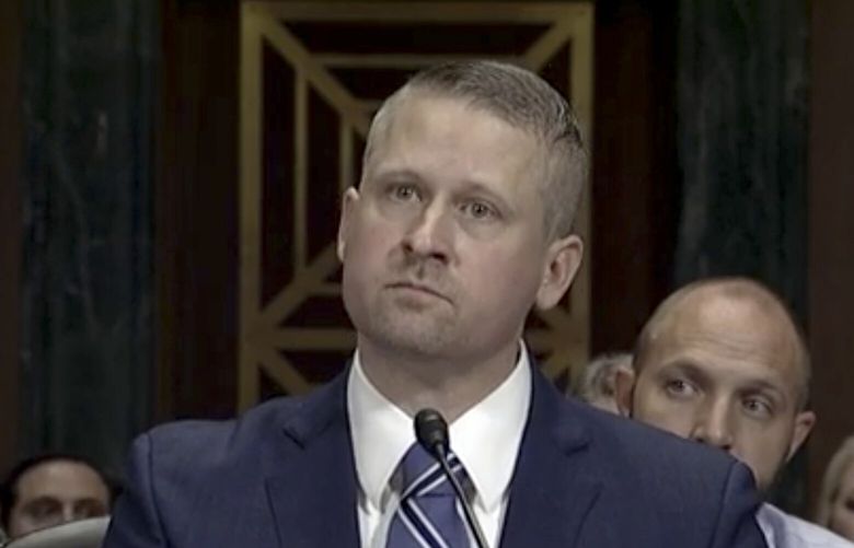 A photo provided by the U.S. Senate Judiciary Committee shows Trump nominee Matthew Kacsmaryk during the nomination hearing to the federal judiciary at the U.S. Capitol in Washington, on Dec. 13, 2017. Kacsmaryk, the federal judge in a lawsuit that seeks to overturn federal approval of a widely-used abortion pill has scheduled the first hearing in the case for this week, but he planned to delay making the public aware of it, according to people familiar with the case. (U.S. Senate Judiciary Committee on the Judiciary via The New York Times) — NO SALES; FOR EDITORIAL USE ONLY — XNYT78 XNYT78