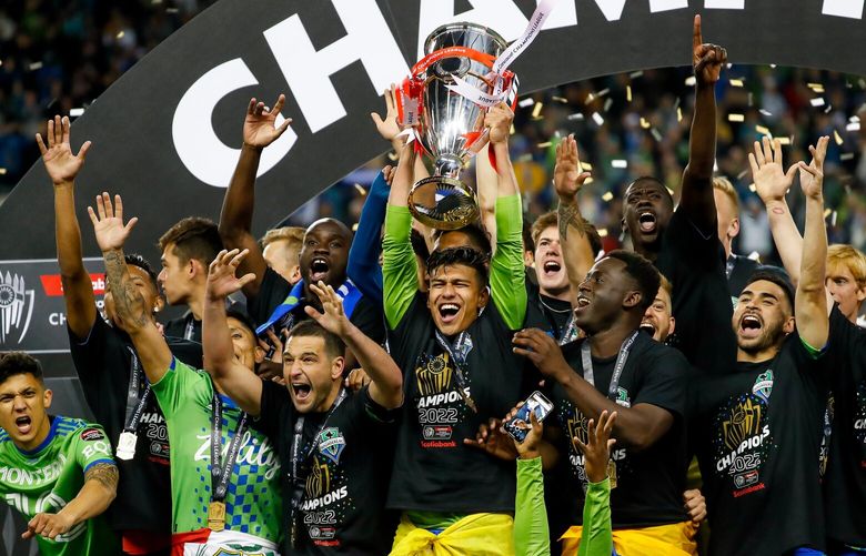 Lumen Field – Seattle Sounders FC vs. Pumas UNAM – CONCACAF CCL Final – 050422

The Seattle Sounders FC celebrate after a 3-0 win over the Pumas to win the CONCACAF CCL Final Wednesday, May 4, 2022, in Seattle, Wash. 220292
