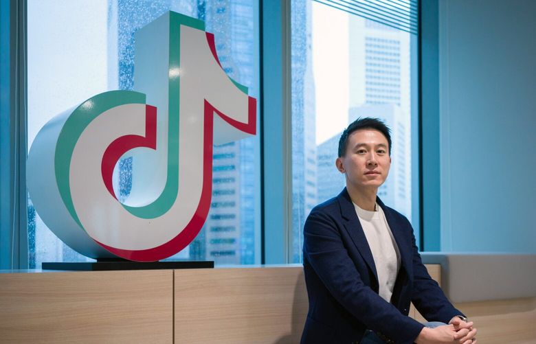 TikTok CEO Shou Zi Chew at the offices of ByteDance, the Chinese owner of TikTok, in Shanghai on Wednesday, Jan. 25, 2023.  (Ore Huiying/The New York Times) 