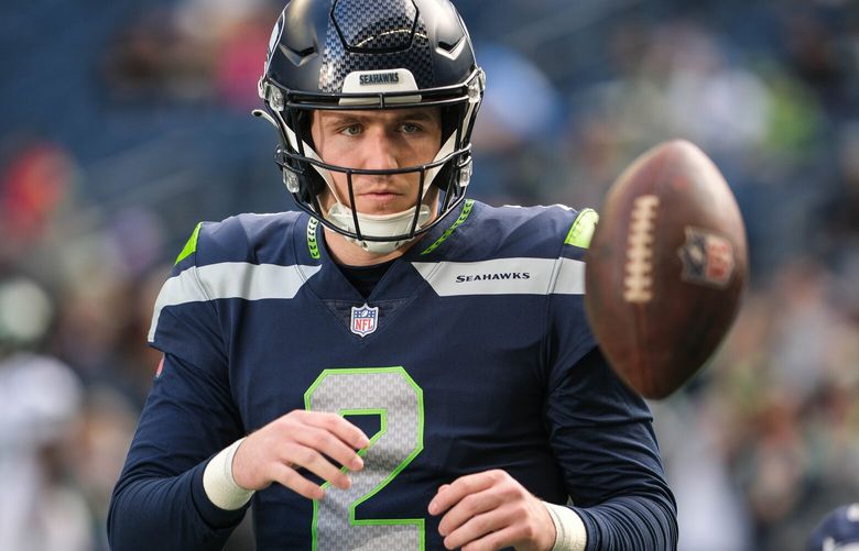 Backup quarterback Drew Lock warms up for Sunday’s game with the New York Jets. 222579 222579