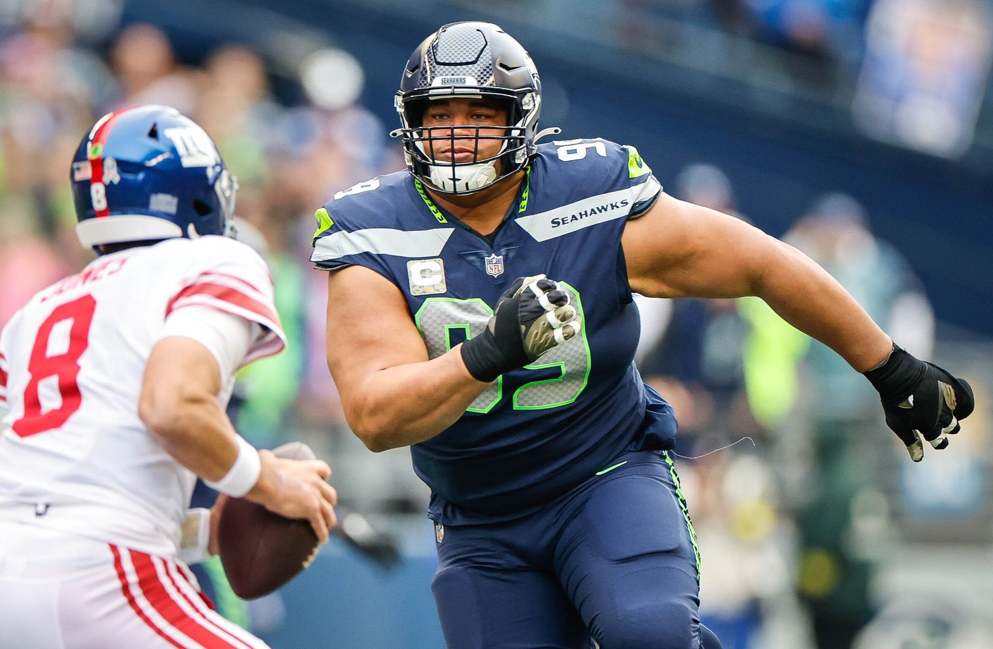 Seahawks nose tackle Bryan Mone leaves 49ers game with ACL injury