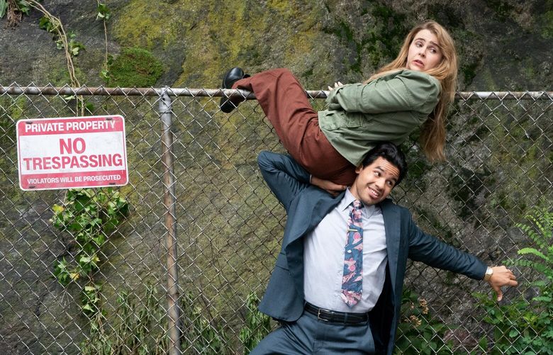 Mae Whitman and Carlos Valdes in “Up Here.”