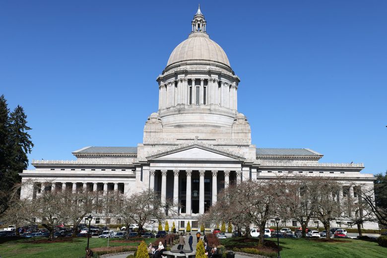The Washington State Capitol Building in Olympia, Washington, on Wednesday, March 22, 2023.  (Karen Ducey / The Seattle Times)