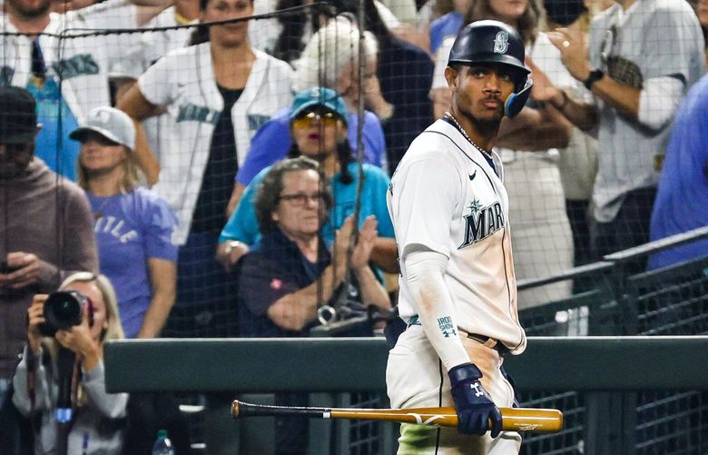 Julio Rodriguez lined out to center for the final out of the game in the 18th inning as the Seattle Mariners lost 1-0 to the Houston Astros for Game 3 of the American League Division Series Saturday October 15 2022 in Seattle. 221880