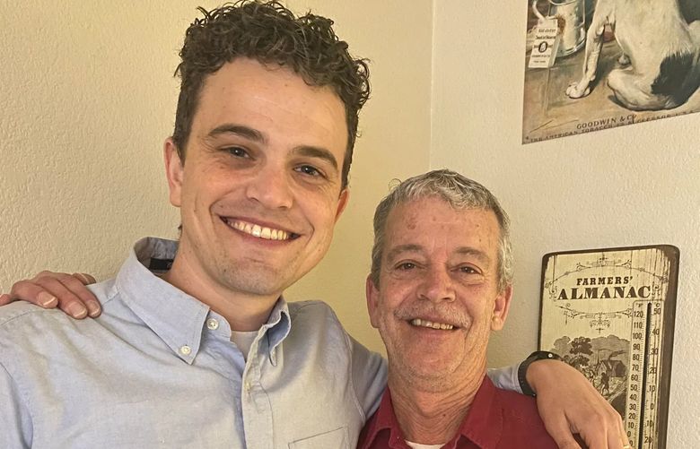 Patrick McCarthy with his father, Peter Judge. When Judge lost his job as a cashier at his local grocery store, his son shared his story on LinkedIn, and hundreds offered to help. (Patrick McCarthy family photo)
