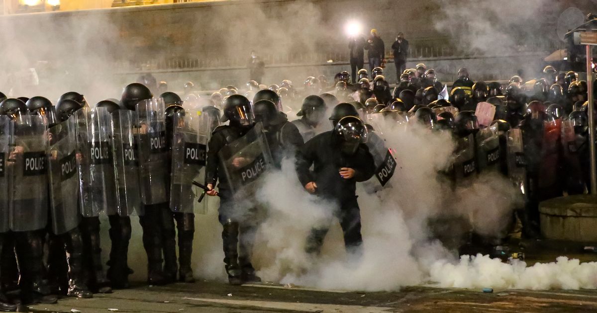 Georgian police disperse crowd protesting foreign agent law | The ...