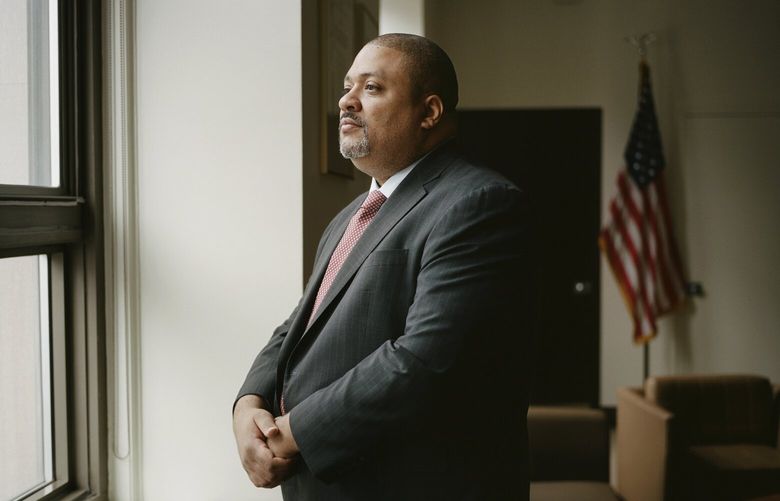FILE – Alvin Bragg, Manhattan’s district attorney, in his office in New York, on Jan. 13, 2023. A year ago, the investigation into Donald Trump appeared to be over, but a series of crucial turning points led to this week’s indictment. (Jasmine Clarke/The New York Times) XNYT74 XNYT74