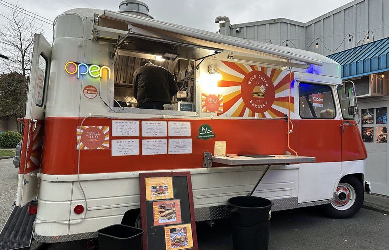 The van that houses Wild Child Burgers is a remodeled ambulance from 1957 and serves up halal burgers, fries and tater tots.
