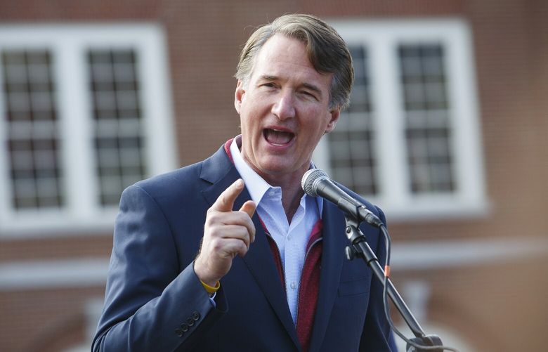 Gov. Glenn Youngkin speaks at a rally for the State Senate candidate Kevin Adams in Virginia Beach, Va. on Saturday, Jan. 7, 2023. State after state has eased restrictions on voting for former felons in recent years but Youngkin’s reversal suggests growing wariness on the right. (Kristen Zeis/The New York Times) XNYT98 XNYT98