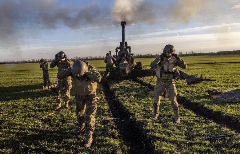 FILE – Soldiers from the Ukrainian 44th artillery brigade in the Zaporizhzhia region on Dec. 14, 2022. A day after the Pentagon said it was investigating how classified Western plans to aid Ukraine’s military against Russia were published on social media, each side suggested that the leak was part of a disinformation effort by the other, timed to influence a possible offensive by Kyiv’s forces this spring. (David Guttenfelder/The New York Times) XNYT85 XNYT85