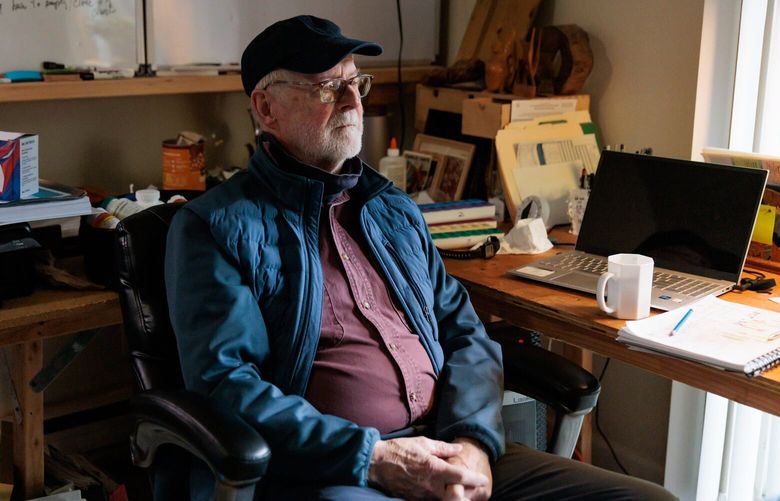 Stephen Graef, an Army veteran medic and typist stationed in Germany, is photographed in his home in King County Feb. 1, 2023. Graef struggled with housing insecurity after loosing his job in 2008.
 222860