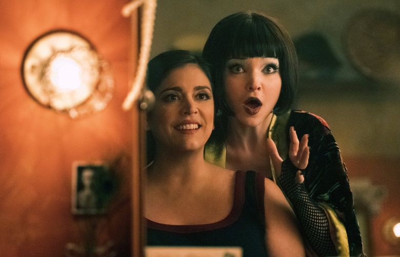 Cecily Strong, left, and Dove Cameron in “Schmigadoon!” (Courtesy of Apple TV+)