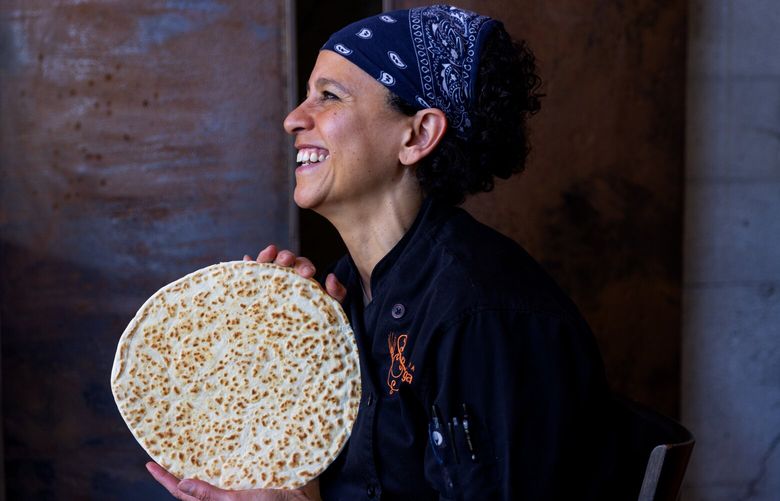 Sabrina Tinsley’s piadina are made at La Spiga and sold at her new Chophouse Row deli/market space La Dispensa, Wednesday, April 12, 2023 in Seattle’s Capitol Hill neighborhood.