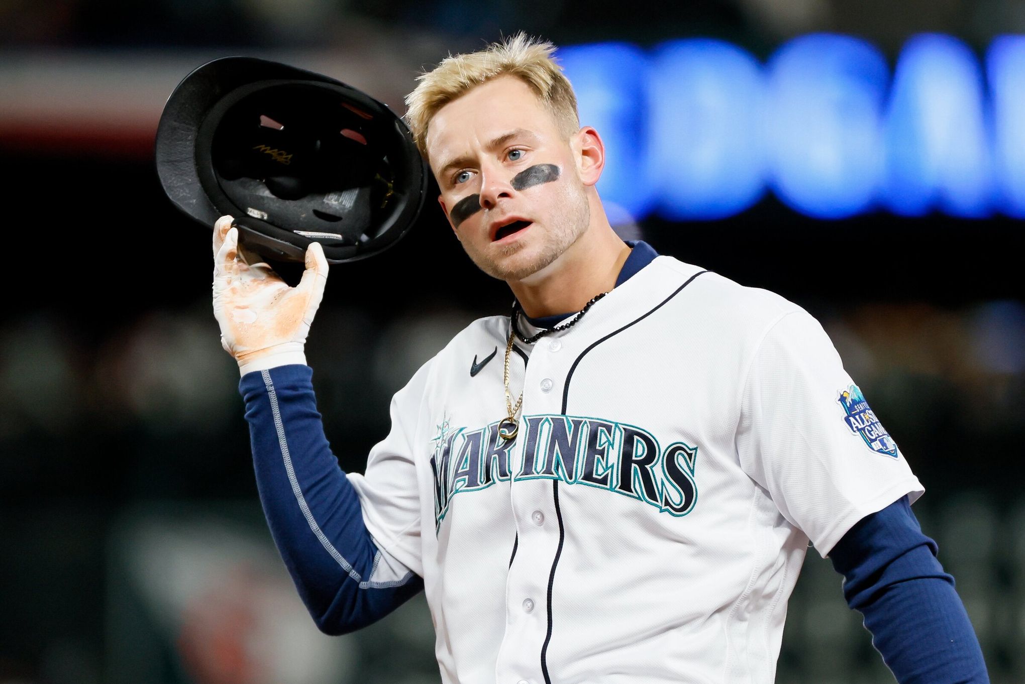 A.J. Pollock in left field for Mariners on Tuesday afternoon