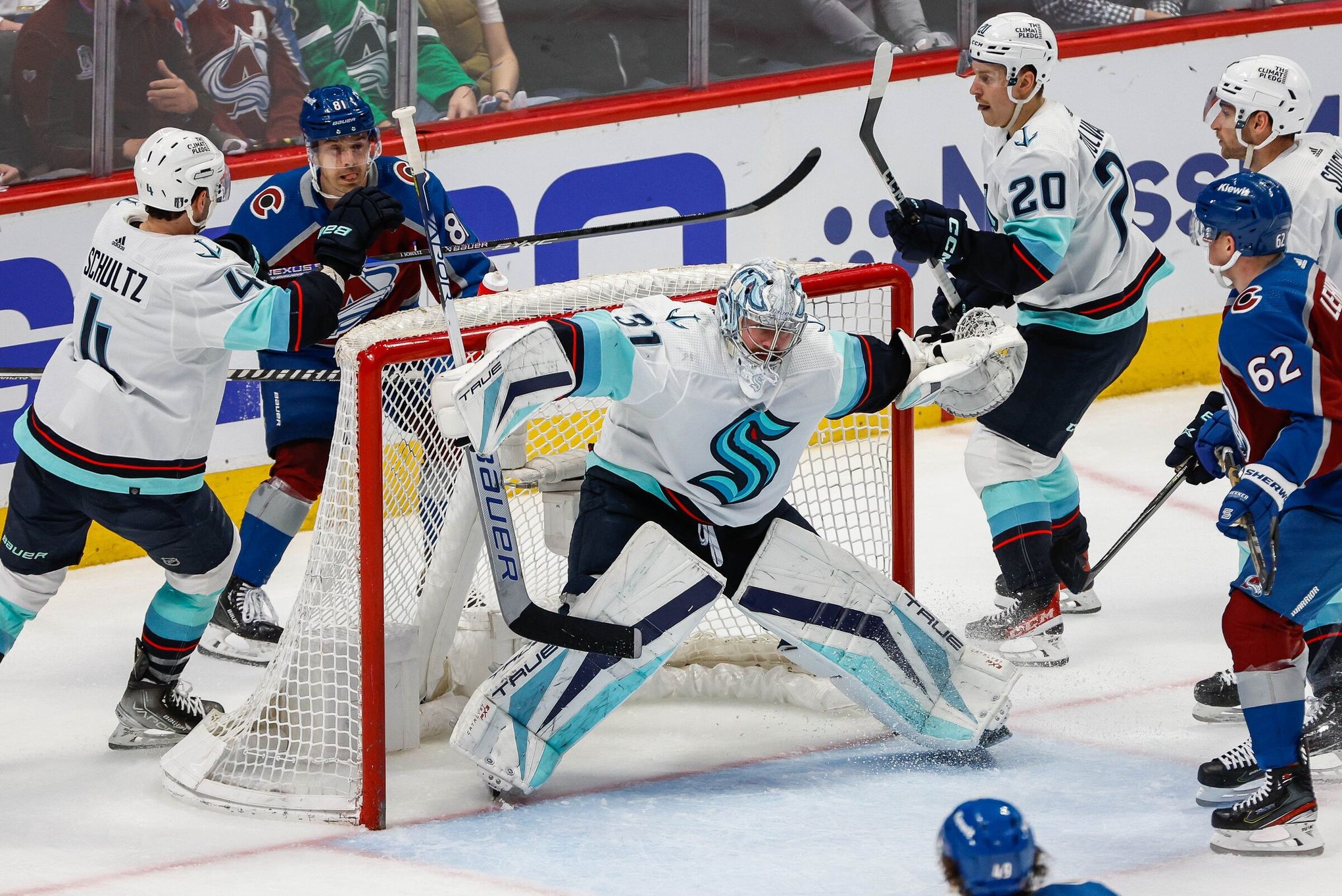 Grubauer great, depth delivers in game one Kraken win over