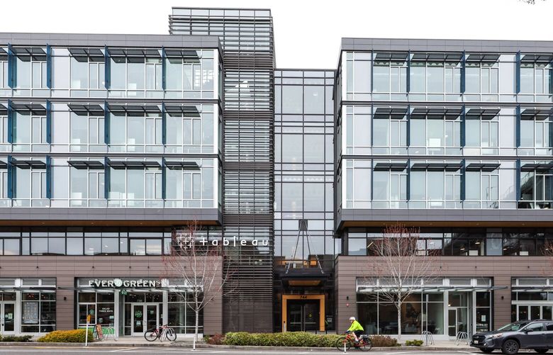 Tableau office building in the Fremont neighborhood of Seattle, Washington is up for sublease by Salesforce. Photographed on April 20, 2023.