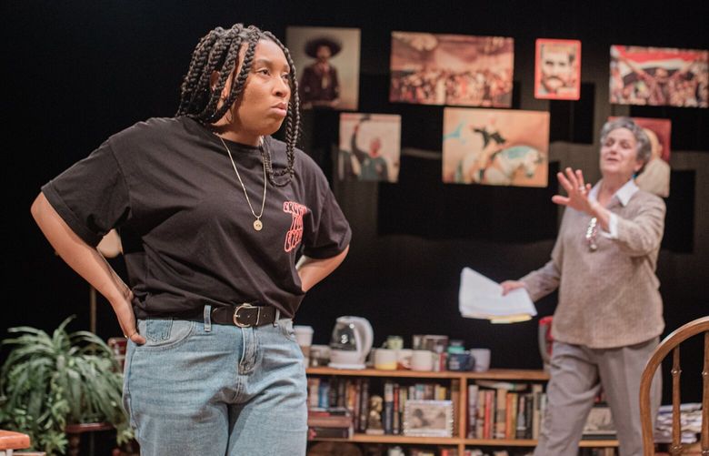 ‘V’ Davis and Amy Thone in Intiman Theatre’s production of “The Niceties.”
