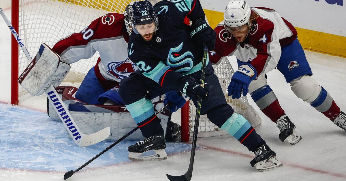 Eberle's OT winner lifts Kraken past Avs 3-2 to even series