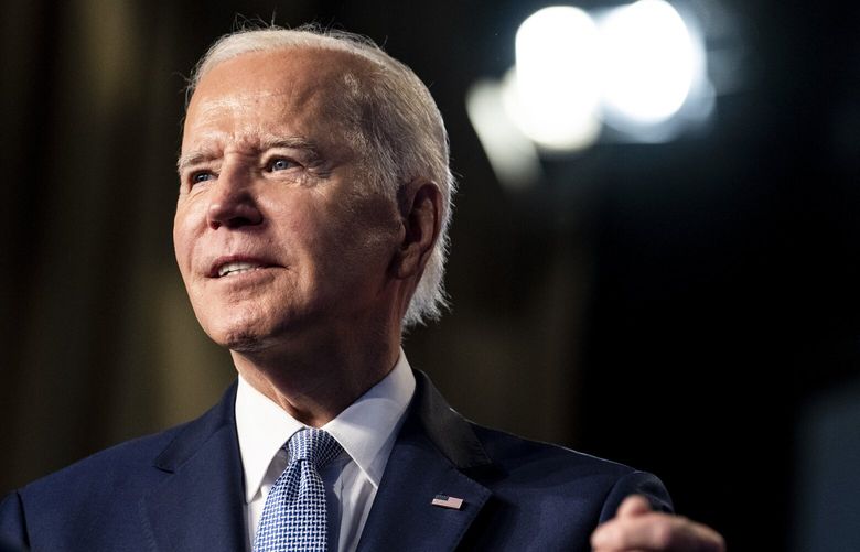 President Joe Biden delivers remarks to the North America’s Building Trades Unions Legislative Conference at the Washington Hilton in Washington, April, 25, 2023. President Biden formally announced that he will seek a second term earlier on Tuesday. (Doug Mills/The New York Times) XNYT119 XNYT119