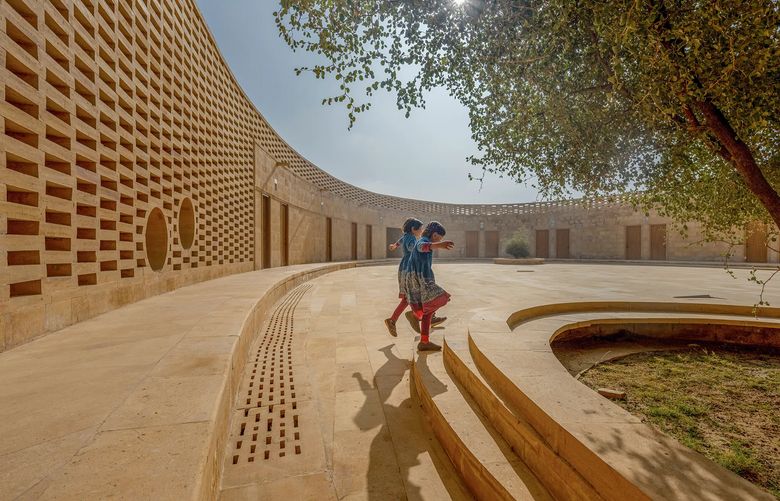 The Rajkumari Ratnavati Girls School in the Indian state of Rajasthan, was designed by the architect Diana Kellogg to help address social change. (Vinay Panjwani via The New York Times)
