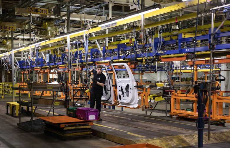 FILE — A Lordstown Motors electric vehicle production facility in Ohio, June 21, 2021. A law to boost clean energy appears to be more potent than predicted, with big implications for both budget talks and efforts to fight climate change. (Maddie McGarvey/The New York Times) 
