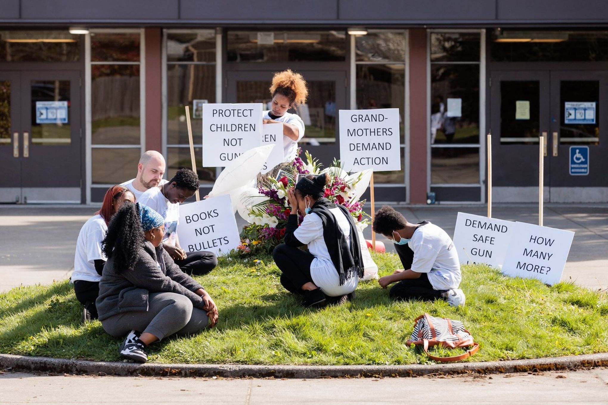 Students hold a vigil outside Ingraham High School