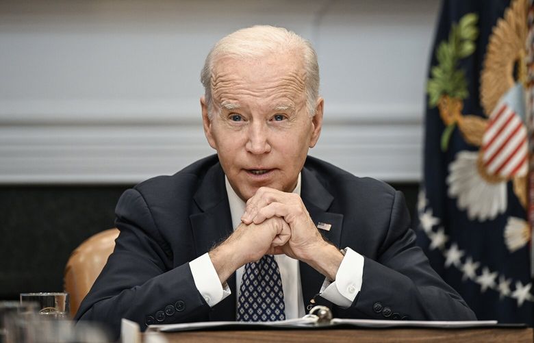 President Joe Biden meets with his Investing in America Cabinet at the White House in Washington, May 5, 2023. In his first interview since announcing that he would seek a second term, President Biden sought to downplay concerns about his age by saying he was the most experienced person to have ever run for the presidency.(Kenny Holston/The New York Times) XNYT267 XNYT267