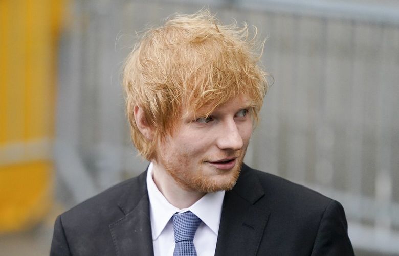 Recording artist Ed Sheeran departs after speaking to the media outside New York Federal Court, Thursday, May 4, 2023, in New York. A jury has concluded that the British singer’s hit song “Thinking Out Loud” didn’t copy key components of Marvin Gaye’s classic tune “Let’s Get It On.” Sheeran was sued by the heirs of songwriter Ed Townsend, who created the 1973 soul classic with Gaye. (AP Photo/John Minchillo) NYJM116 NYJM116
