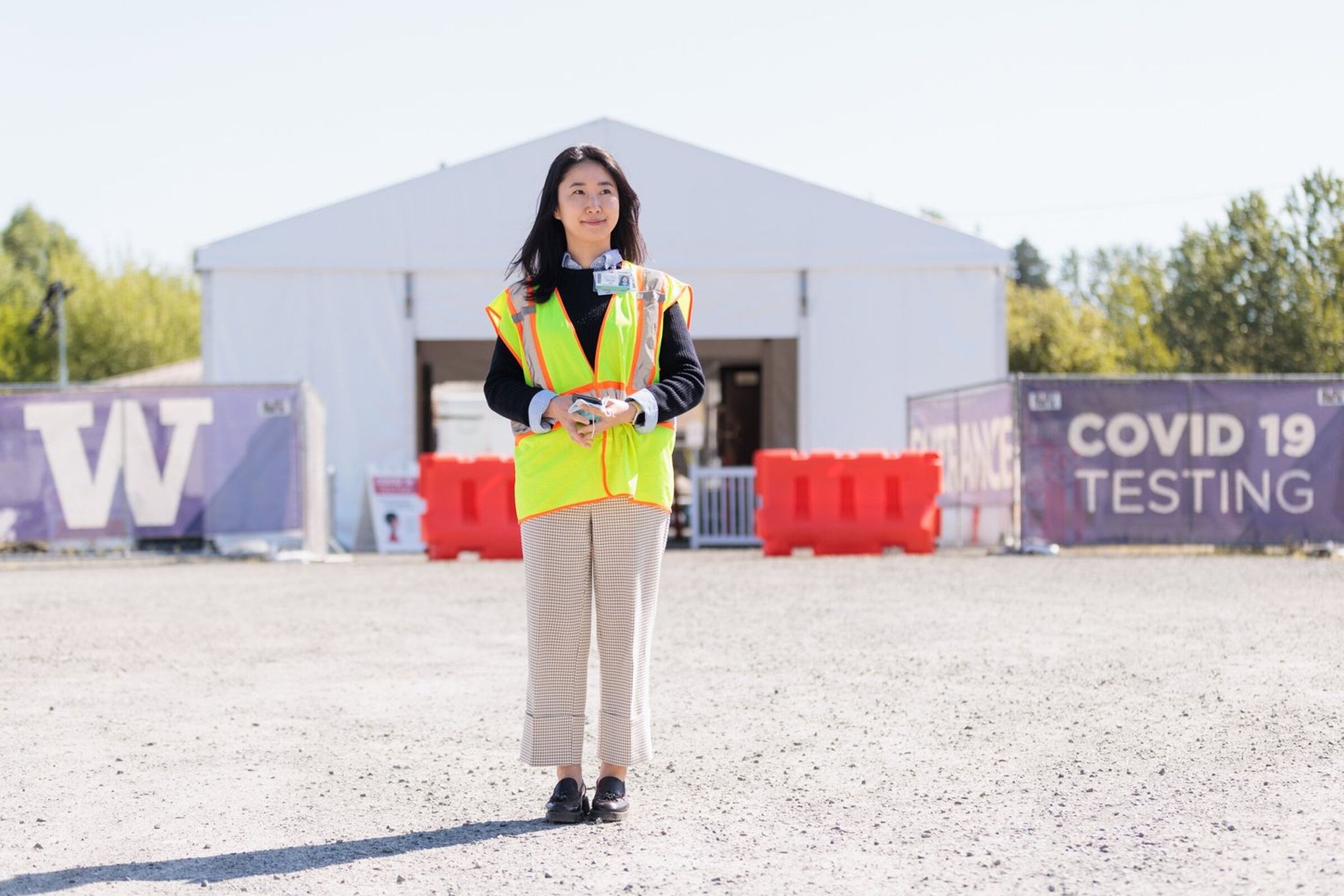 A senior testing site manager at the University of Washington COVID-19 testing site in Seattle.