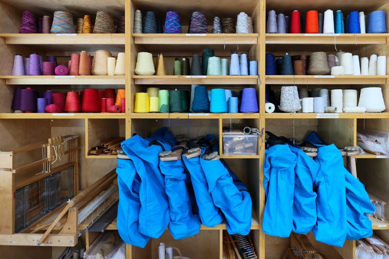 Textiles are available for use at BARN. (Kevin Clark / The Seattle Times)