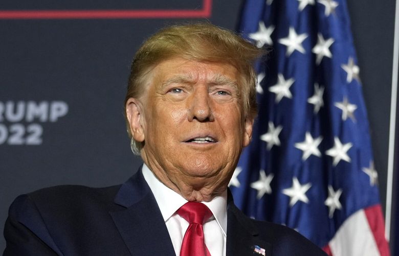 FILE – Former President Donald Trump arrives at a campaign rally, Thursday, April 27, 2023, in Manchester, N.H. Donald Trump’s town hall forum on CNN on Wednesday, May 10, 2023, is the first major TV event of the 2024 presidential campaign, and a big test for the chosen moderator, Kaitlan Collins. (AP Photo/Charles Krupa, File) WX204 WX204