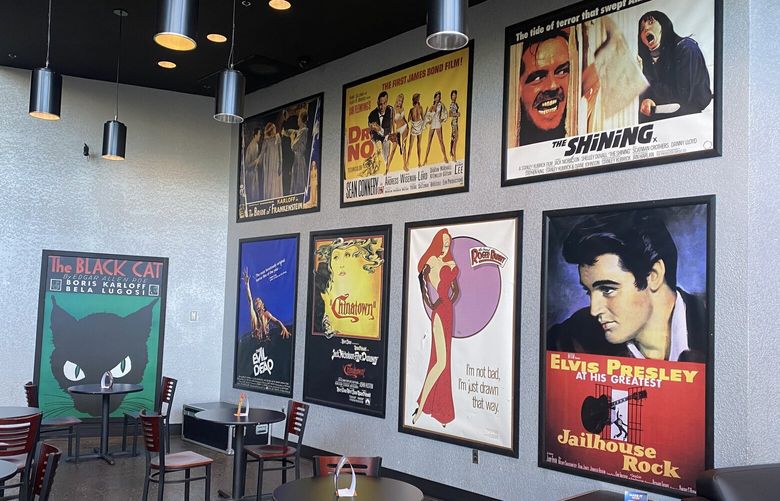 Fabulously retro movie posters are everywhere at Cinebarre.
