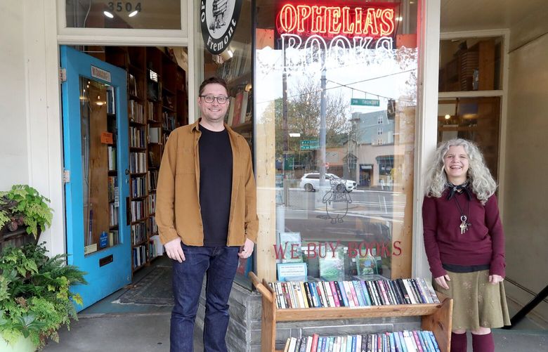 Co-Owners Jason Robertson and Jill Levine, of Ophelia’s Books in Fremont. 223755