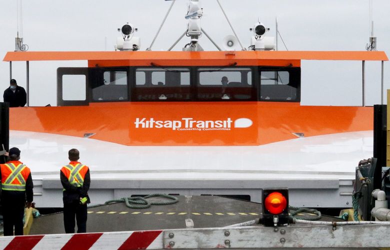 The Kitsap Transit’s fast ferry Enetai does not have its own slip and must currently share the one docking position with WSF at Southworth. Here it arrives for the second of four inaugural sailings to Elliott Bay and back to Southworth on Saturday. They were free to the public and carried 325 people and two bicycles over the four sailings.
REF to more photos online
Aboard an augural sailing of the new Southworth-Seattle fast passenger ferry. The Enetai.
Saturday March 27, 2021 216743