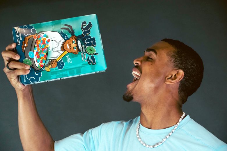 Seattle Mariners’ Julio Rodriguez has partnered with PLB Sports & Entertainment to create JuliO’s, a fruity-loop cereal profile. The product featuring Rodriguez’s name and likeness will be available locally in Seattle at Fred Meyer Stores and online at www.plbse.com. (PLB Sports and Entertainment)