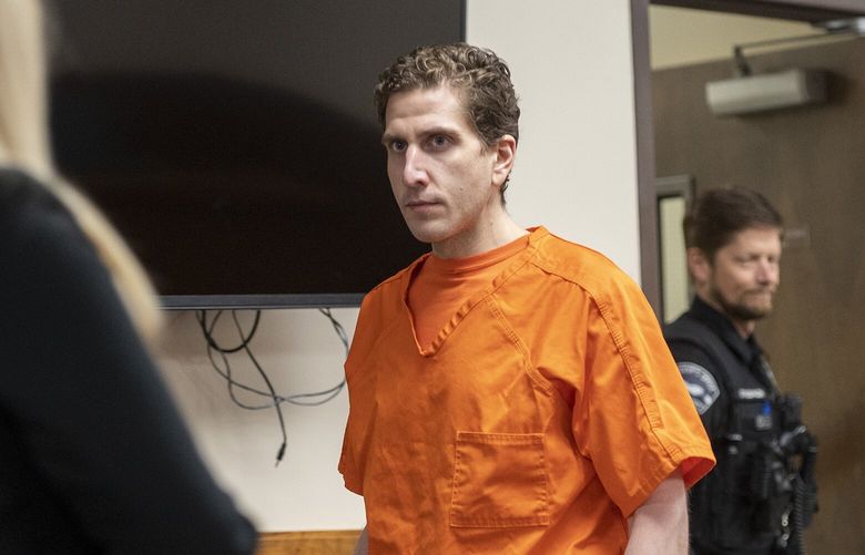 Bryan Kohberger enters the courtroom for his arraignment hearing in Latah County District Court, Monday, May 22, 2023, in Moscow, Idaho. Kohberger is accused of killing four University of Idaho students in November 2022.
(Zach Wilkinson/Moscow-Pullman Daily News via AP)