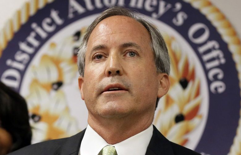 FILE – In this June 22, 2017 file photo, Texas Attorney General Ken Paxton speaks at a news conference in Dallas. A Texas hospital’s care for transgender minors is being investigated by Paxton, who said Friday, May 5, 2023, he’s seeking evidence of alleged “potentially illegal activity” but did not elaborate.   (AP Photo/Tony Gutierrez, File) NYDD201 NYDD201