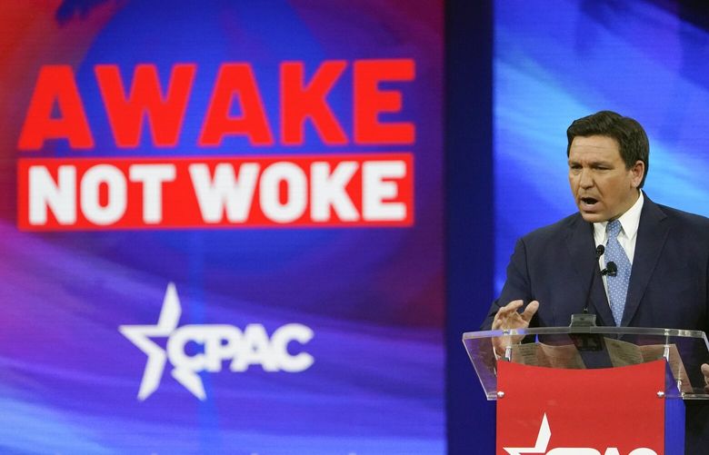 FILE – Florida Gov. Ron DeSantis speaks at the Conservative Political Action Conference (CPAC) Feb. 24, 2022, in Orlando, Fla. (AP Photo/John Raoux, File) WX455 WX455