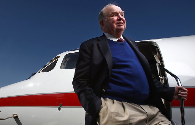 Don Bateman (cq), of Redmond, invented the Ground Proximity Warning System that helps airplane pilots avoid flying into terrain. The current version, called the Enhanced Ground Proximity Warning System (EGPWS), manufactured by Honeywell, is found in about 40,000 airplanes around the world, and uses GPS, as well as a worldwide database of terrain. Bateman is photographed in front of a North American Sabreliner 65, one of Honeywell’s several test planes. 

Photographed on January 27, 2012, at Paine Field in Everett, Wash. 


DON BATEMAN – AVIONICS PIONEER – 117914 – 013012