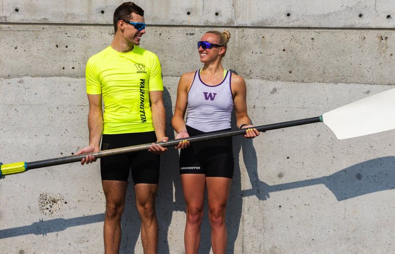 Max Heid and McKenna Bryant, Thursday, May 18, 2023, in Seattle, are two University of Washington seniors rowing on to the national championships next weekend.