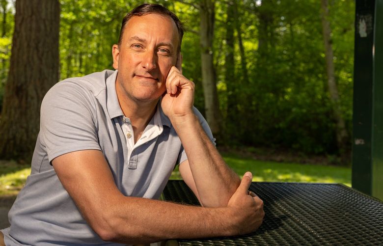 Doug Clevenger, former state Patrol trooper, part of a lawsuit against state for vaccine requirements. Photographed in Bonney Lake, Washington on Wednesday May 25, 2023.