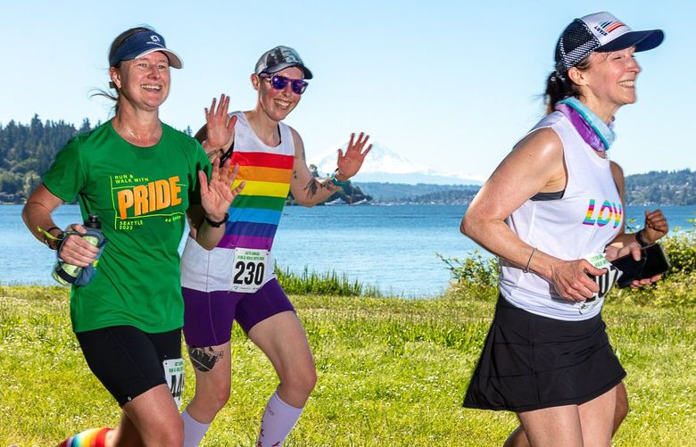 Runners competing in the 40th Annual Run & Walk with Pride last year at Seward Park in Seattle.