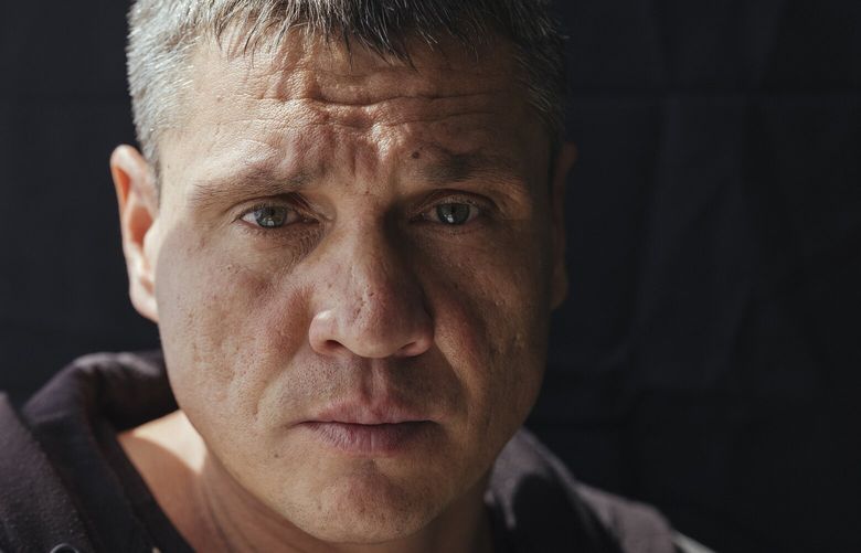 Petro Zhadan, a former soldier who was held for 73 days and heavily beaten at a detention center in Kherson, in Kyiv, Ukraine, May 15, 2023. Ukraine has charged four members of Russia’s National Guard with war crimes in Kherson. (Daniel Berehulak/The New York Times) XNYT0073 XNYT0073
