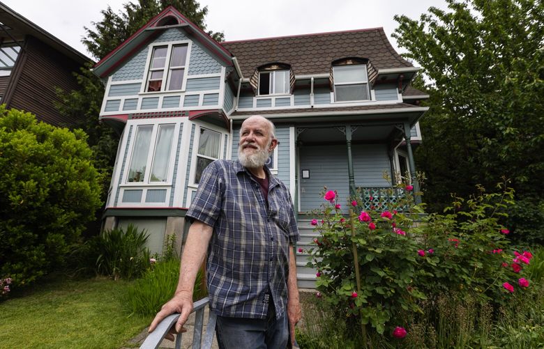 Gordon Haggerty is a homeowner who is renting his home out, Monday, May 22, 2023 in Seattle’s Eastlake neighborhood. The house is a restored Victorian, over a hundred years old, and now a 5-unit apartment that has a wait list to get in. The current longest-rented unit has been since 2014.