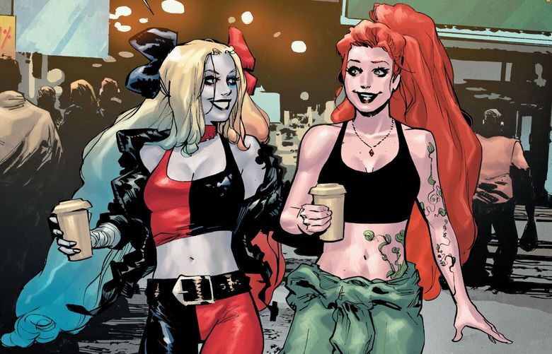 Poison Ivy and Harley Quinn on a date at Pike Place Market. (Illustrated by Marcio Takara “Poison Ivy Issue #9”)