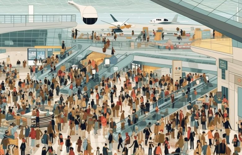 The U.S. Travel Association predicts summer 2023 will be a “stress test” for the air travel system. (Illustration by Christopher Elliott)